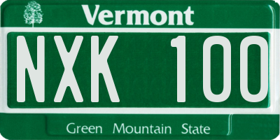 VT license plate NXK100