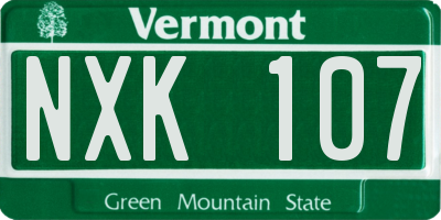 VT license plate NXK107