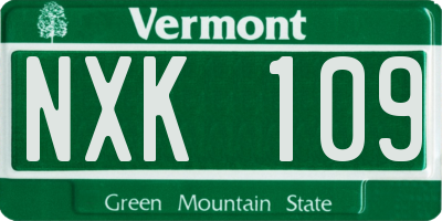 VT license plate NXK109