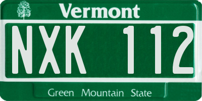 VT license plate NXK112