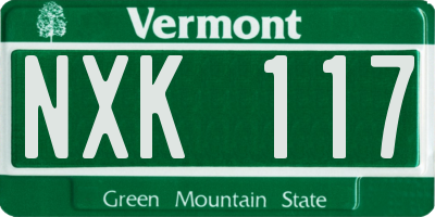 VT license plate NXK117