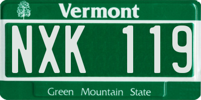 VT license plate NXK119