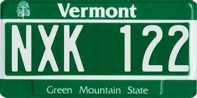 VT license plate NXK122