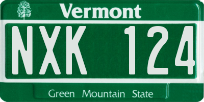 VT license plate NXK124