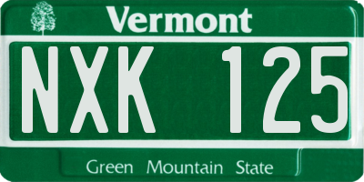 VT license plate NXK125