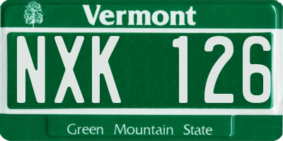 VT license plate NXK126
