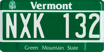 VT license plate NXK132
