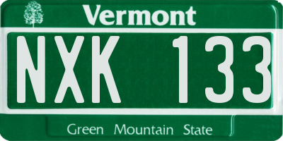 VT license plate NXK133