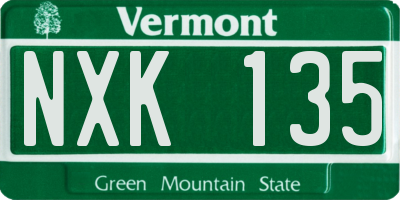 VT license plate NXK135