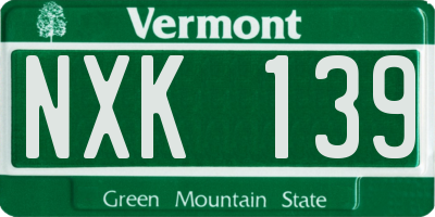 VT license plate NXK139