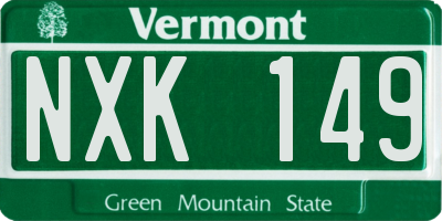 VT license plate NXK149