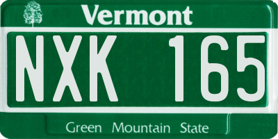 VT license plate NXK165