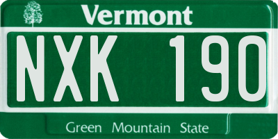 VT license plate NXK190