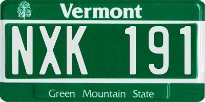 VT license plate NXK191