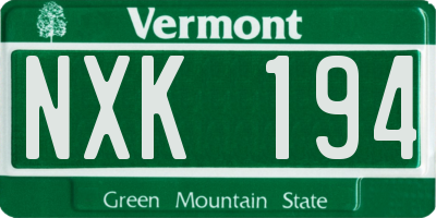 VT license plate NXK194