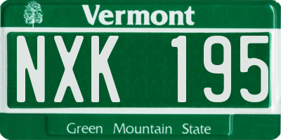 VT license plate NXK195