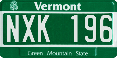 VT license plate NXK196