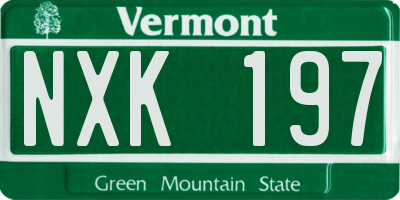 VT license plate NXK197