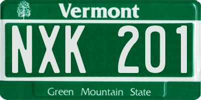 VT license plate NXK201