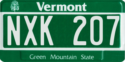 VT license plate NXK207
