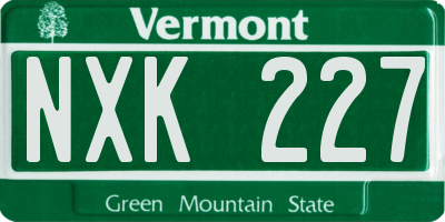 VT license plate NXK227
