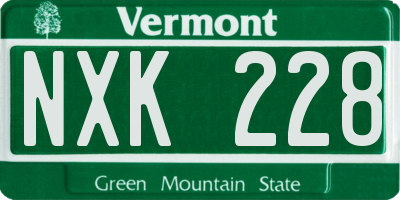 VT license plate NXK228