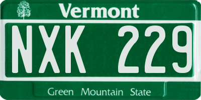 VT license plate NXK229