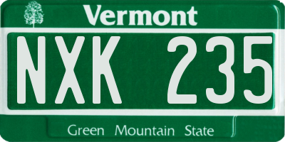 VT license plate NXK235