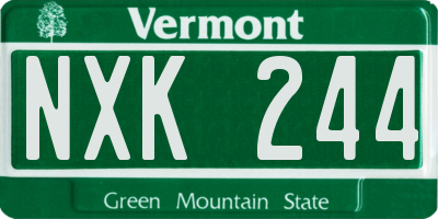 VT license plate NXK244