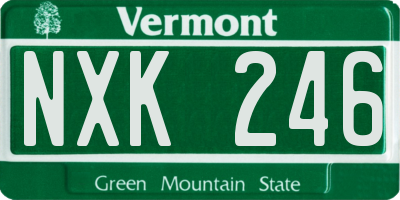VT license plate NXK246