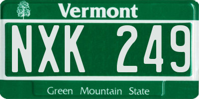 VT license plate NXK249