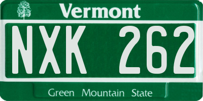 VT license plate NXK262