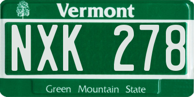 VT license plate NXK278