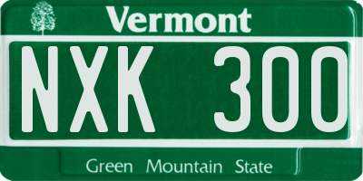 VT license plate NXK300
