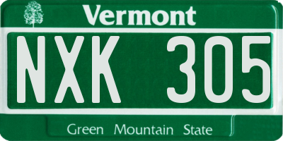 VT license plate NXK305