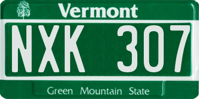 VT license plate NXK307