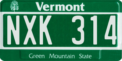 VT license plate NXK314
