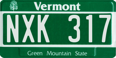 VT license plate NXK317