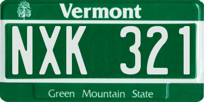 VT license plate NXK321