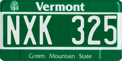 VT license plate NXK325