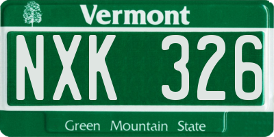 VT license plate NXK326
