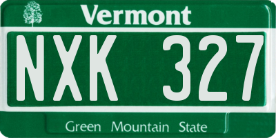 VT license plate NXK327