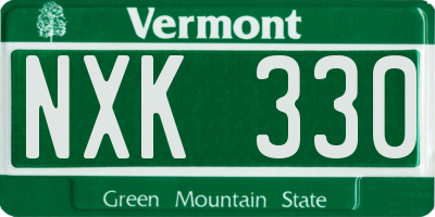 VT license plate NXK330