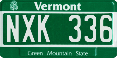 VT license plate NXK336