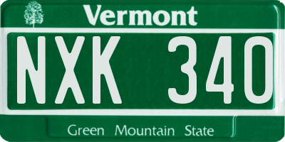 VT license plate NXK340