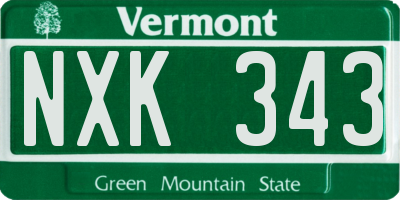 VT license plate NXK343