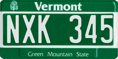 VT license plate NXK345