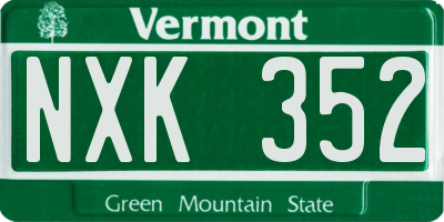 VT license plate NXK352