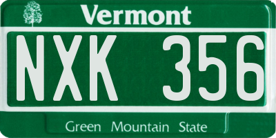 VT license plate NXK356