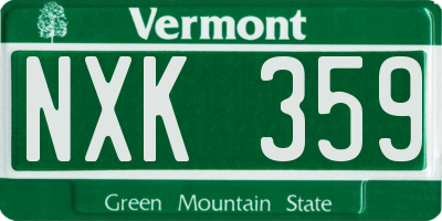 VT license plate NXK359